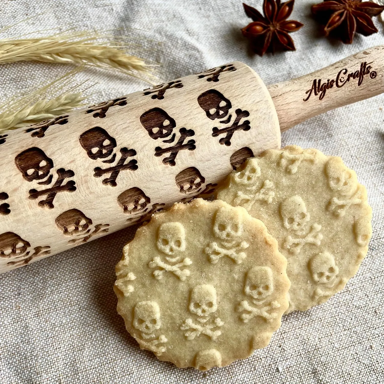 Halloween Rolling Pin Laser Engraved Dough Roller