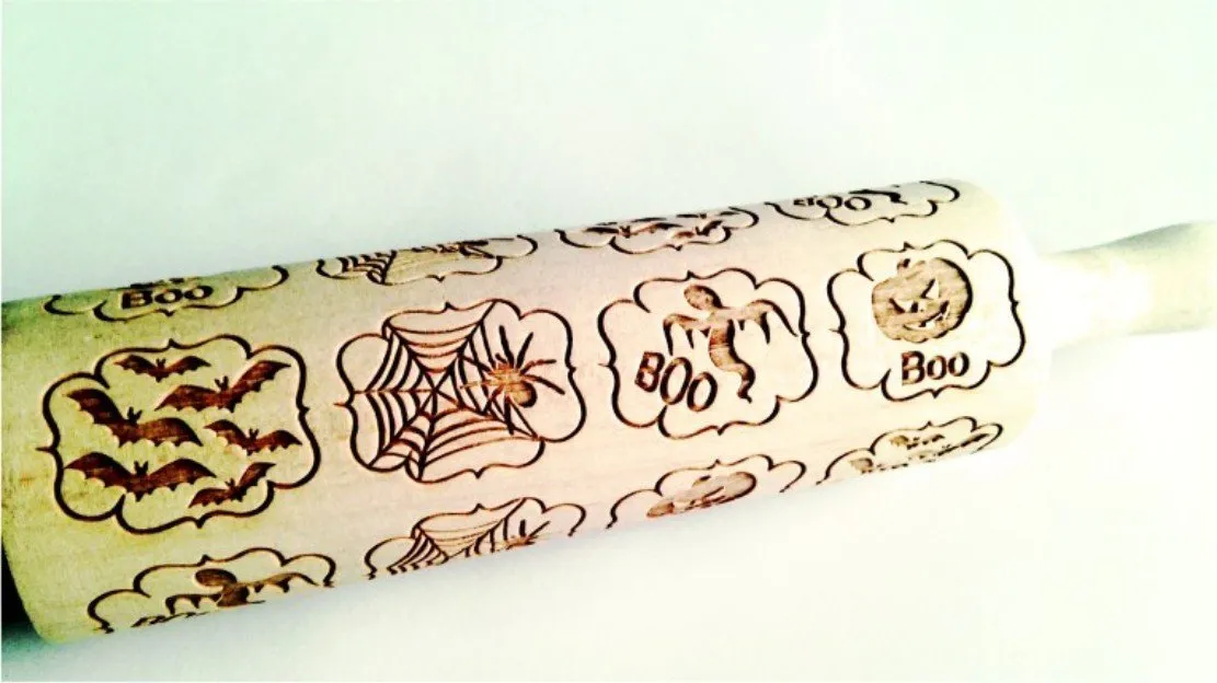 Halloween Rolling Pin Laser Engraved Dough Roller