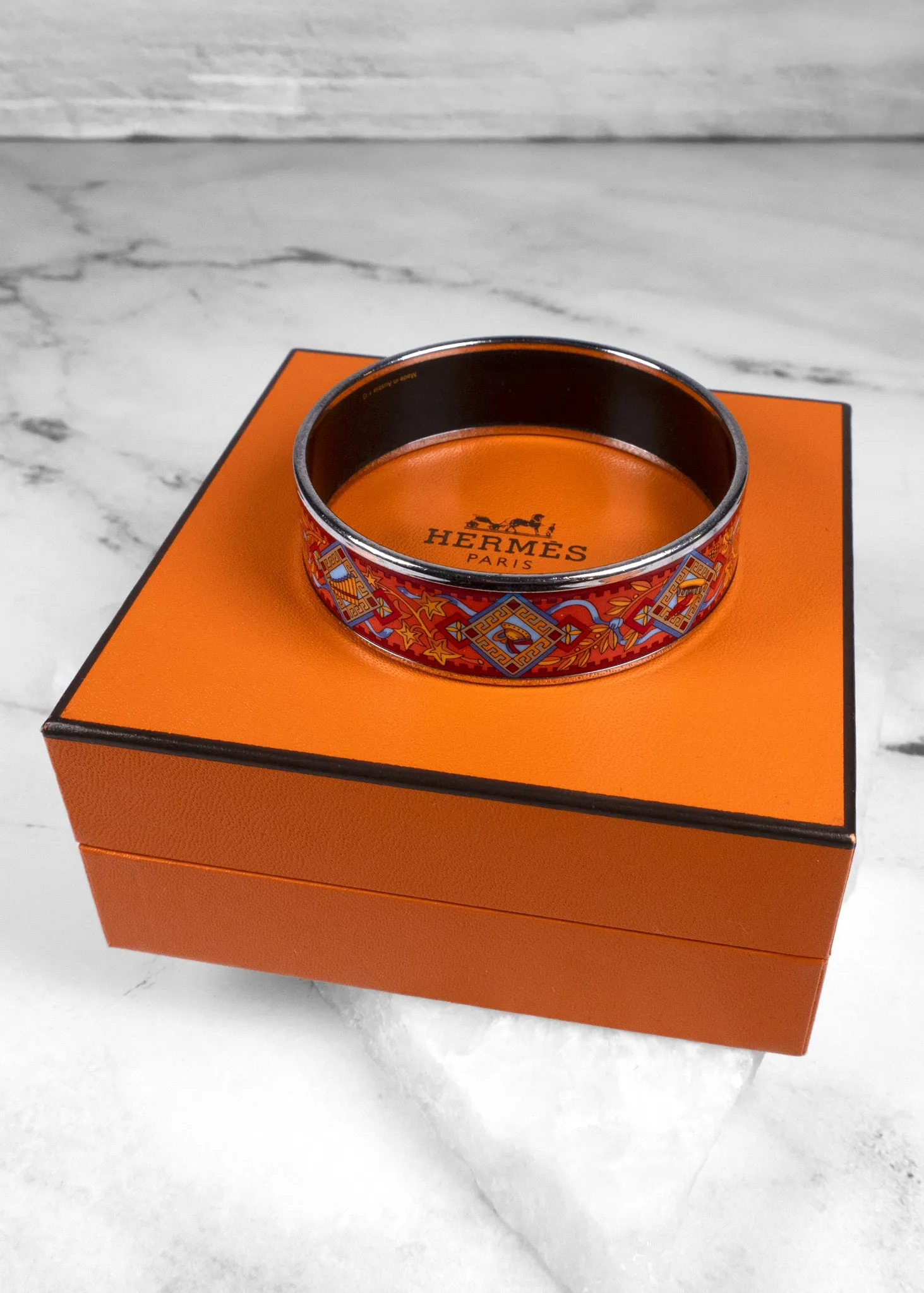 Hermès Enamel Printed Pilgrim Wide Bracelet