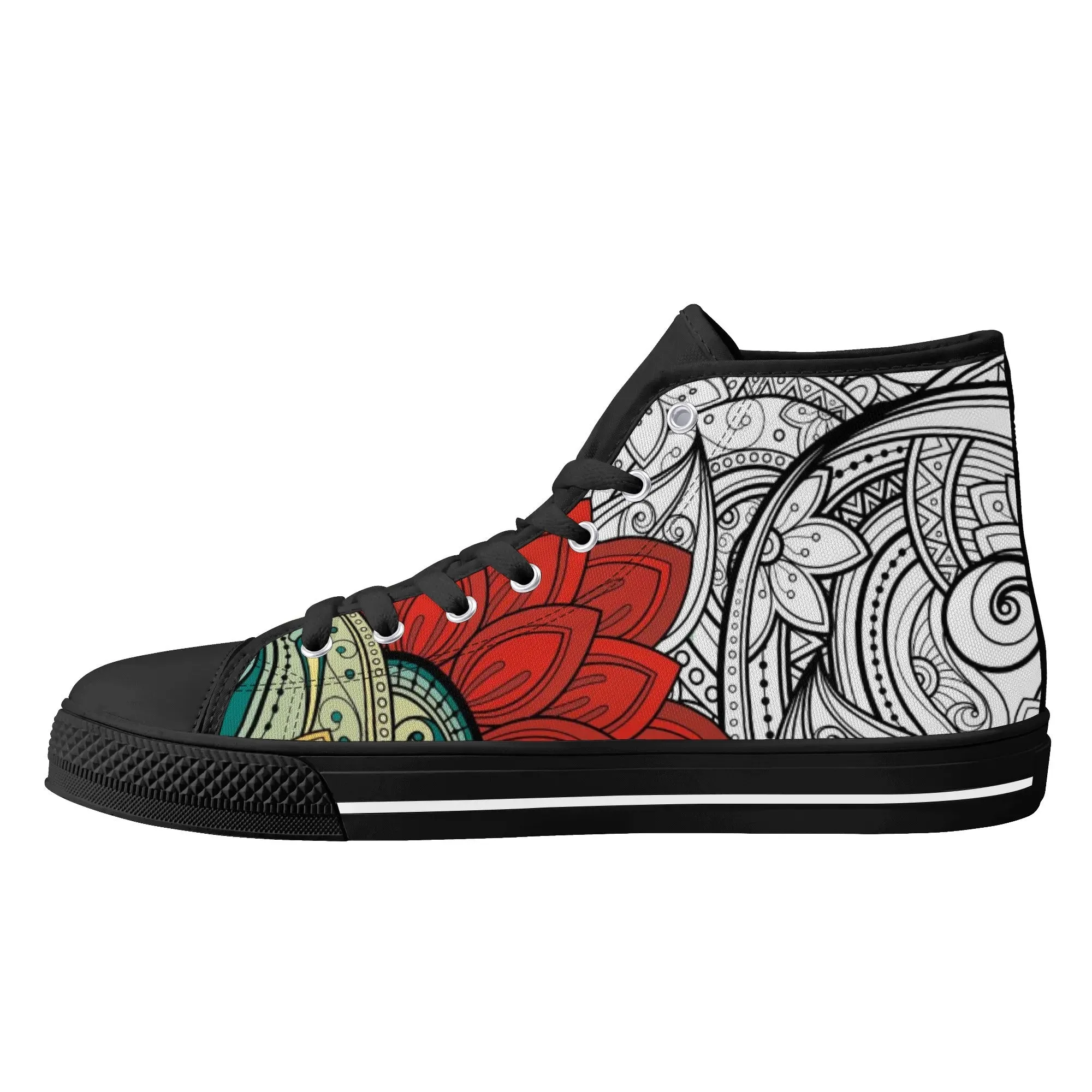 High Top Canvas Sneakers | Converse High Tops | Unique Canvas Shoes - Mandala Design