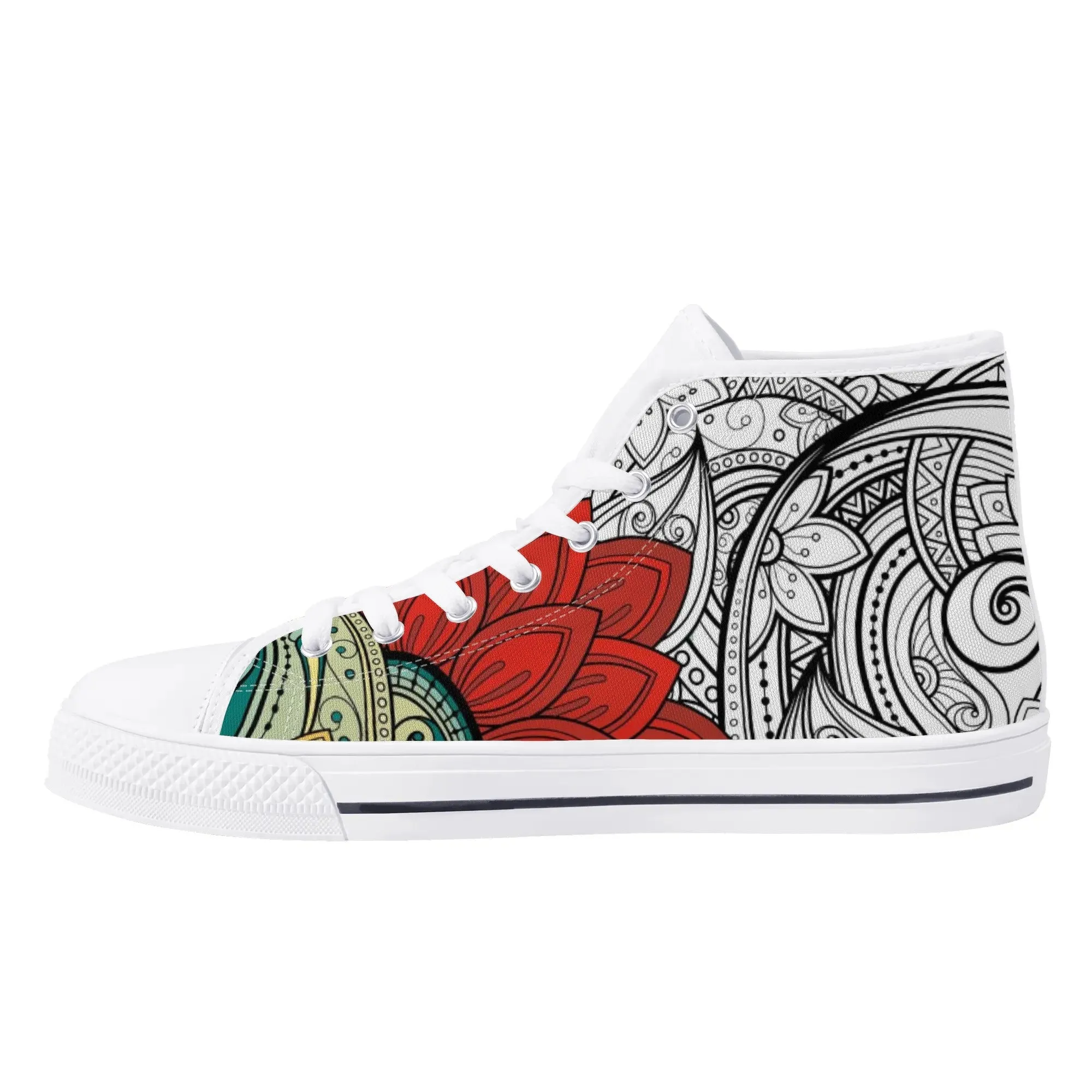 High Top Canvas Sneakers | Converse High Tops | Unique Canvas Shoes - Mandala Design