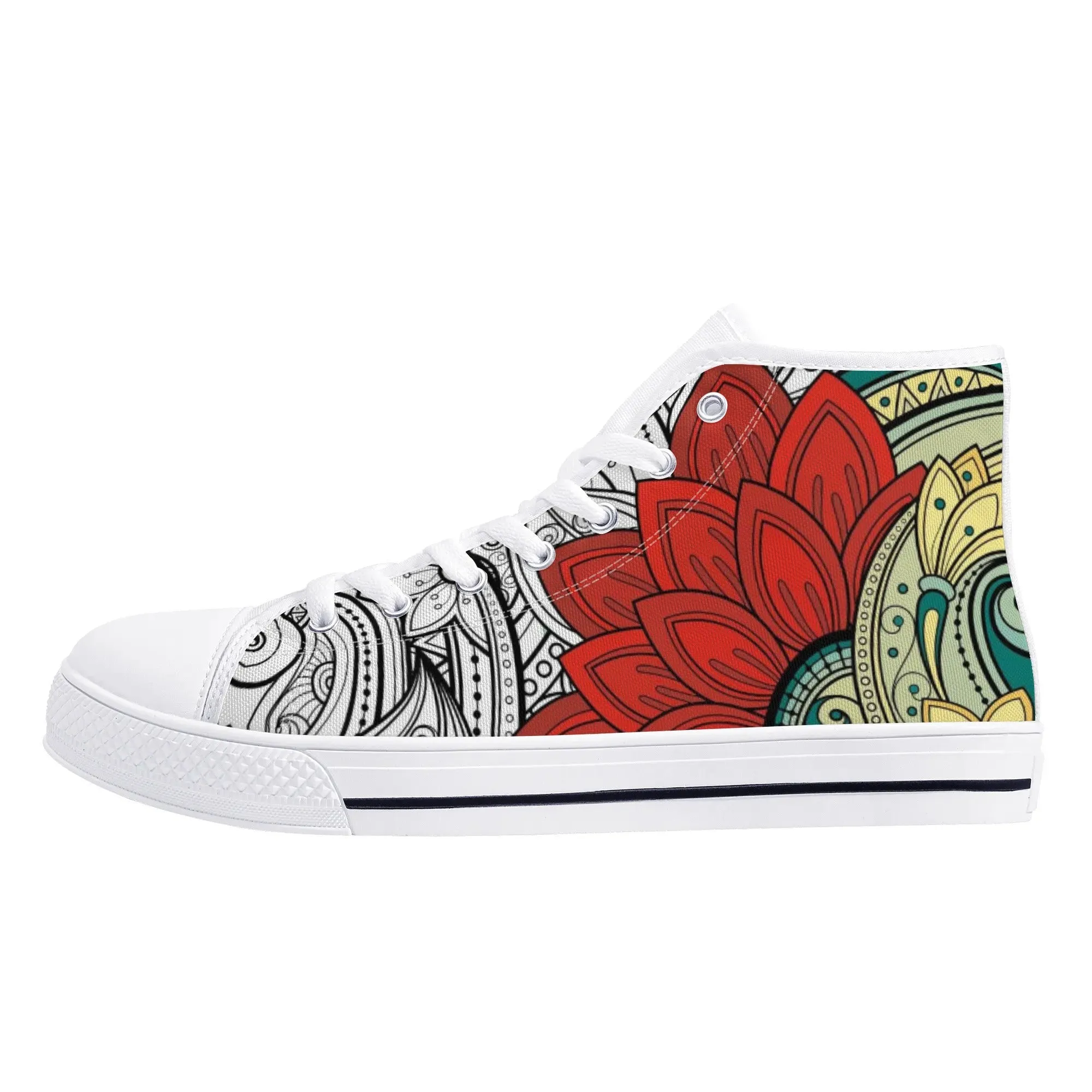 High Top Canvas Sneakers | Converse High Tops | Unique Canvas Shoes - Mandala Design