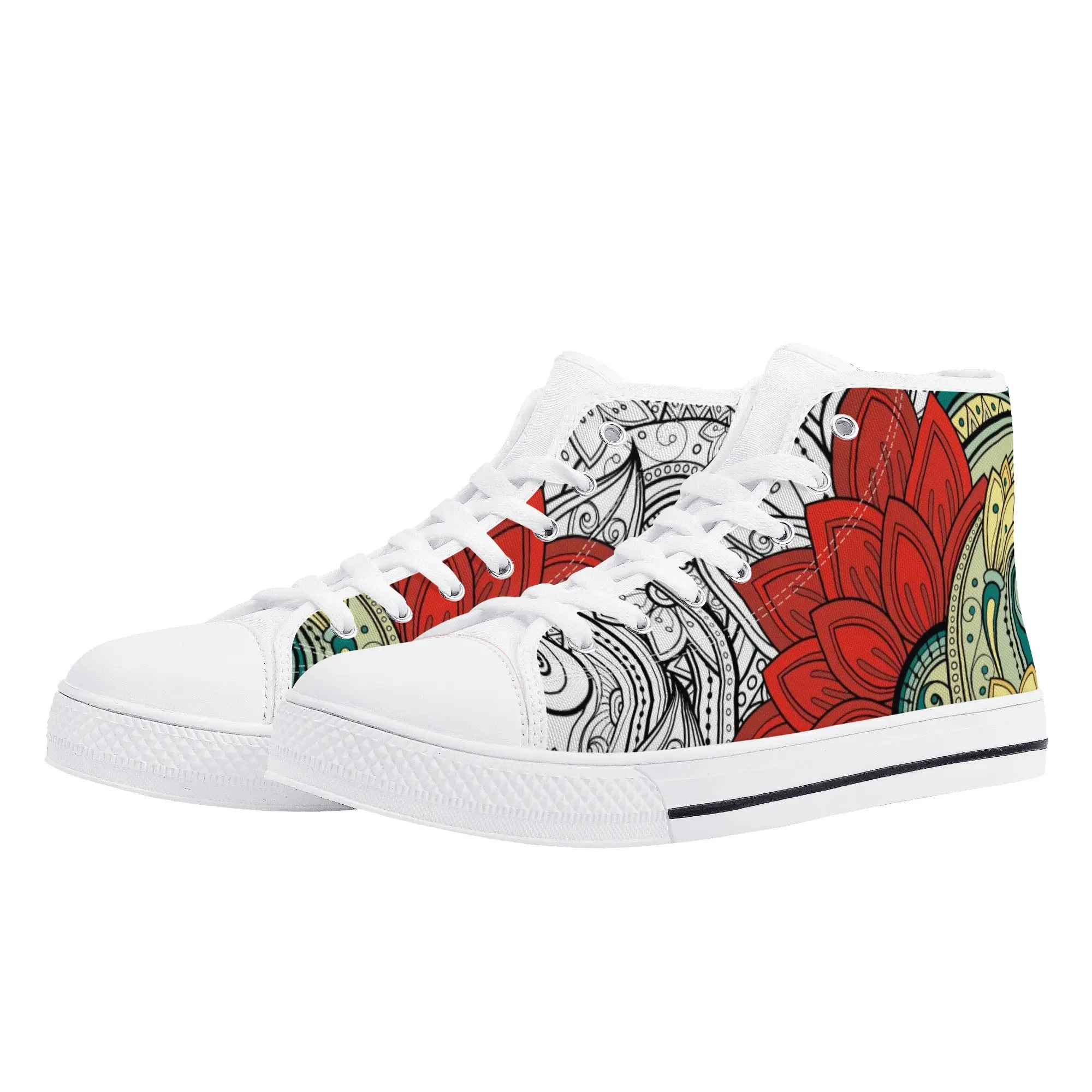 High Top Canvas Sneakers | Converse High Tops | Unique Canvas Shoes - Mandala Design