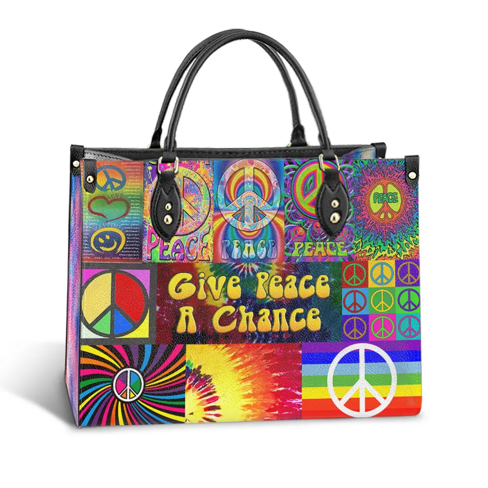 Hippie Give Peace A Chance 1 Leather Bag - Women's Pu Leather Bag - Best Mother's Day Gifts