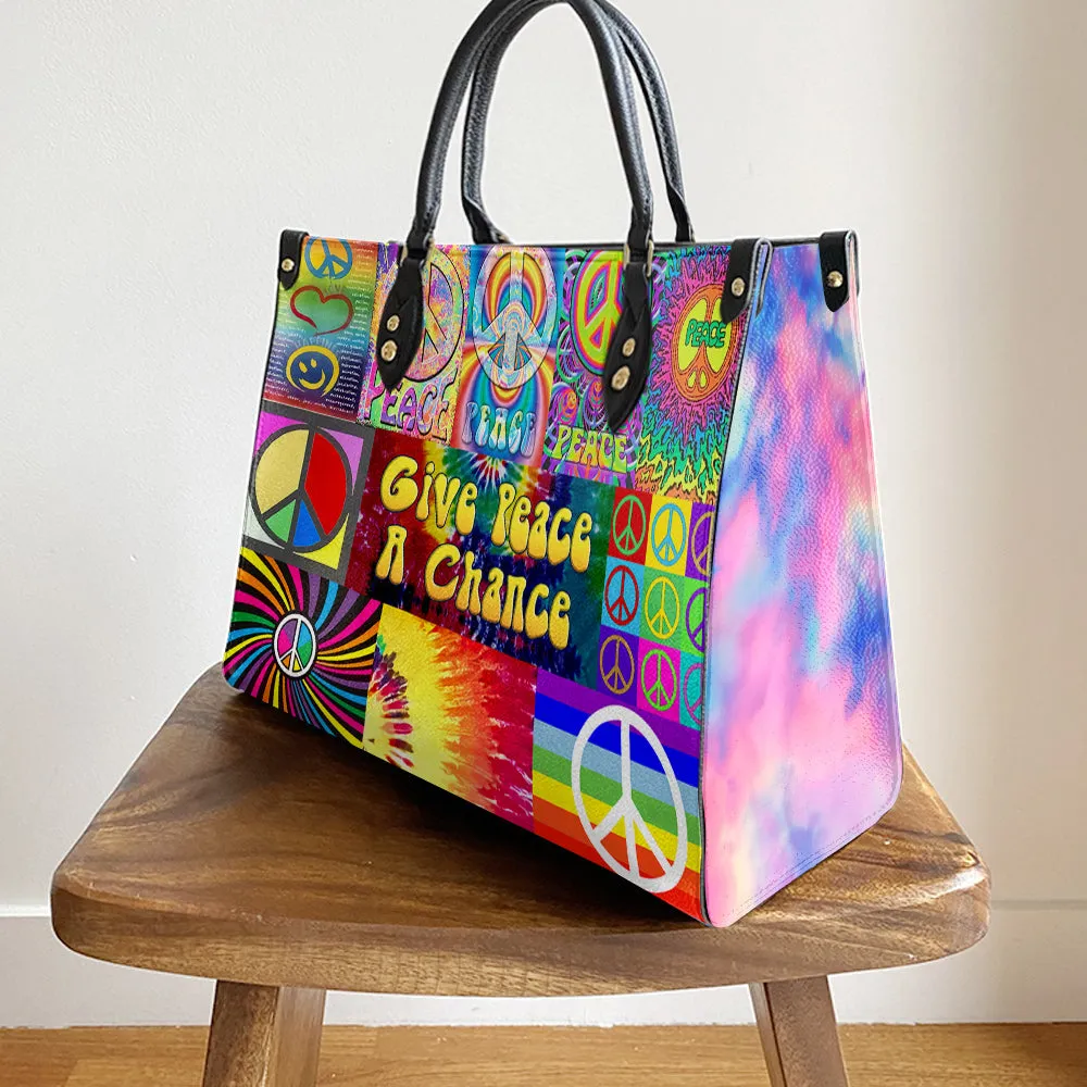 Hippie Give Peace A Chance 1 Leather Bag - Women's Pu Leather Bag - Best Mother's Day Gifts