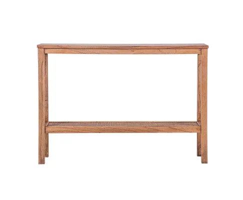 Jasmine Console Hallway Entry Table 110cm Mindi Timber Wood Rattan - Brown