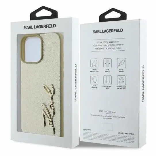 Karl Lagerfeld Hard PU Case with Crinkle Design and Signature Metal Logo