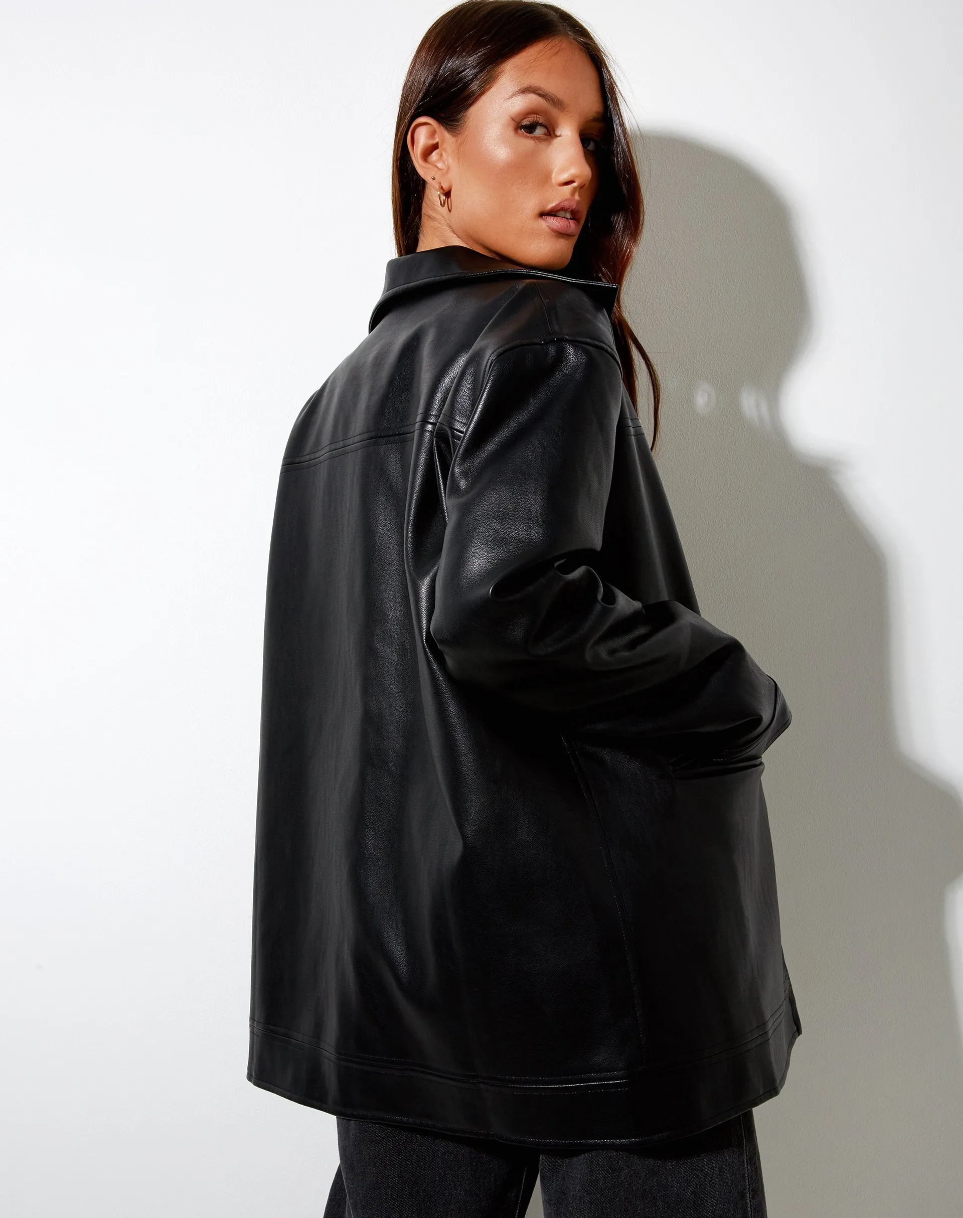 Katana Jacket in Pu Black