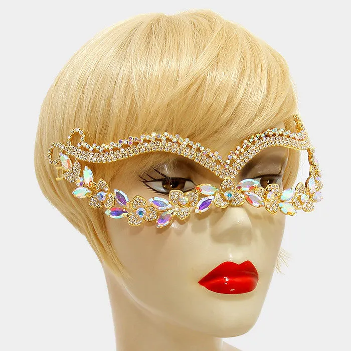 Katrice Gold Art Deco Cluster Statement Masquerade Mask | Crystal | Gold