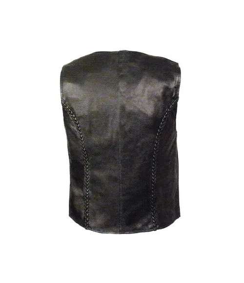 Ladies Zip Up Leather Vest 4550 WV Zip