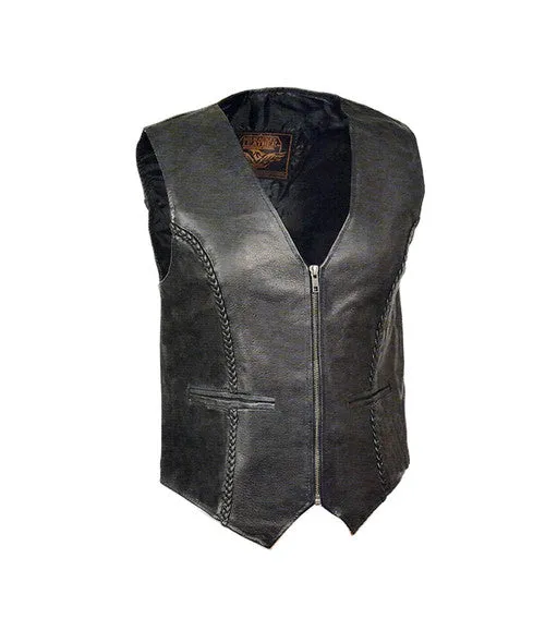 Ladies Zip Up Leather Vest 4550 WV Zip