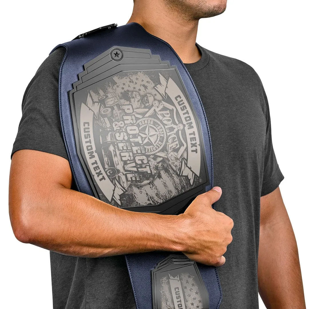 Law Enforcement Engraved Championship Belt - Gunmetal Gray