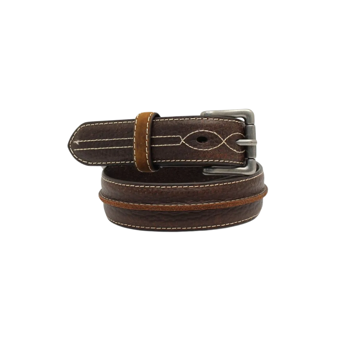 M&F Kid's Raised Center Bump Leather Brown Belt