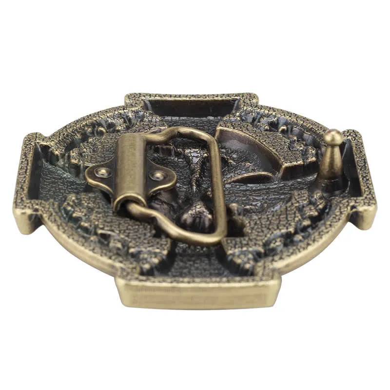 Men's Cross Skull Embossed Pattern Leather Belt