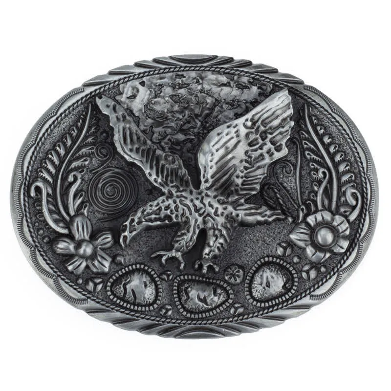 Men's DIY Horse Eagle Embossed Buckle Leather Belt