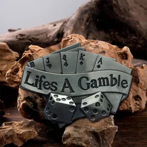 Men's DIY Life's A Gamble Poker Buckle Leather Belt