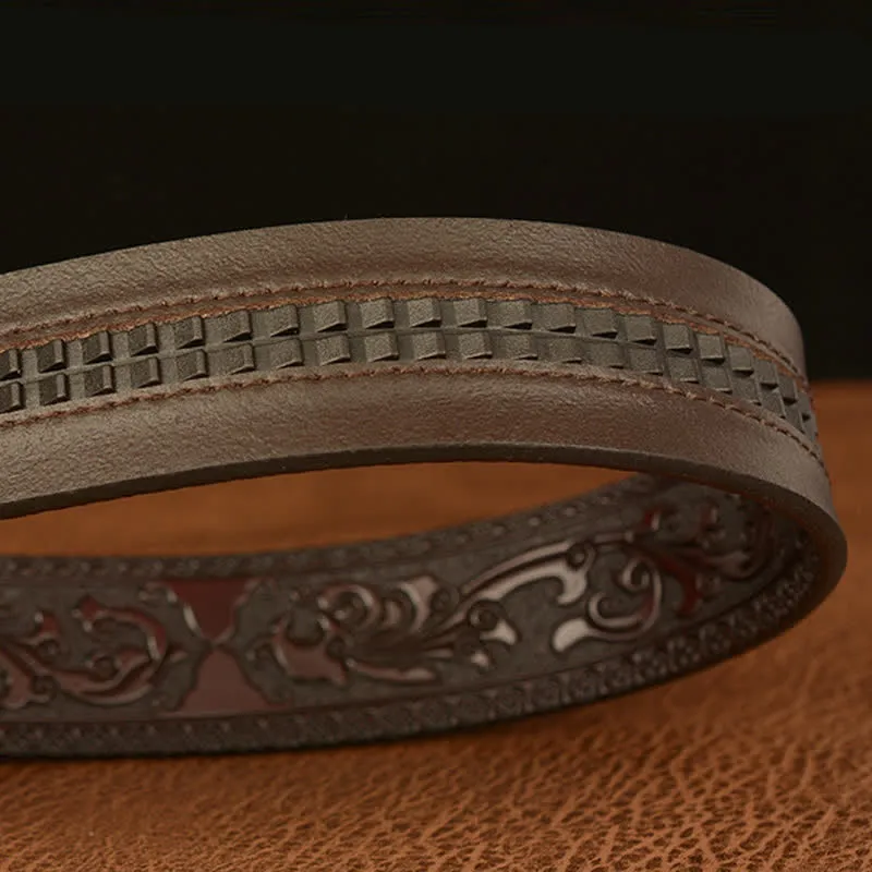 Men's Dragon Elliptical Buckle Leather Belt