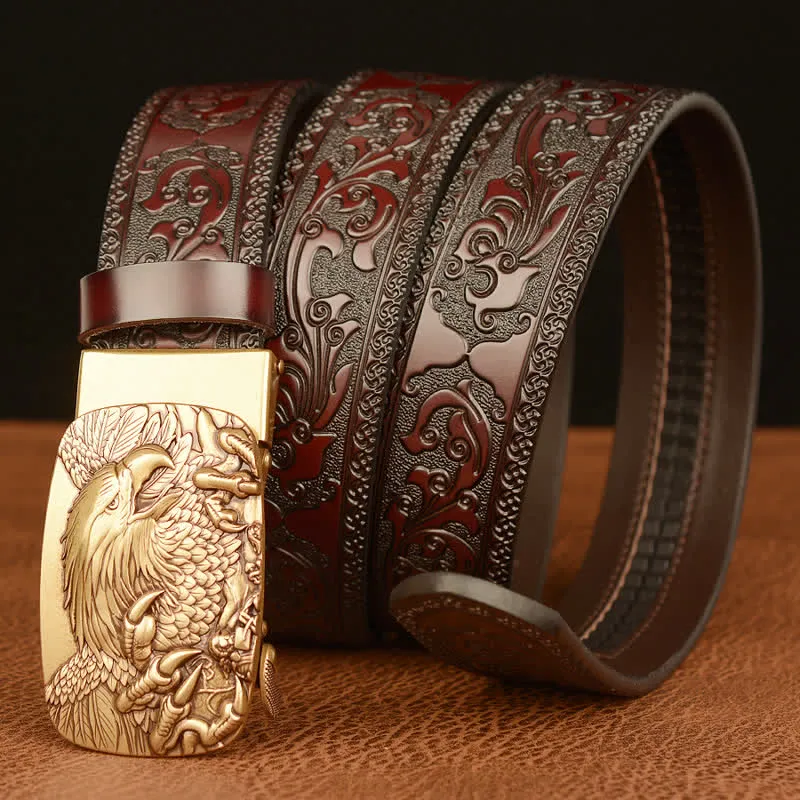 Men's Eagle Buckle Genuine Leather Embossing Belt