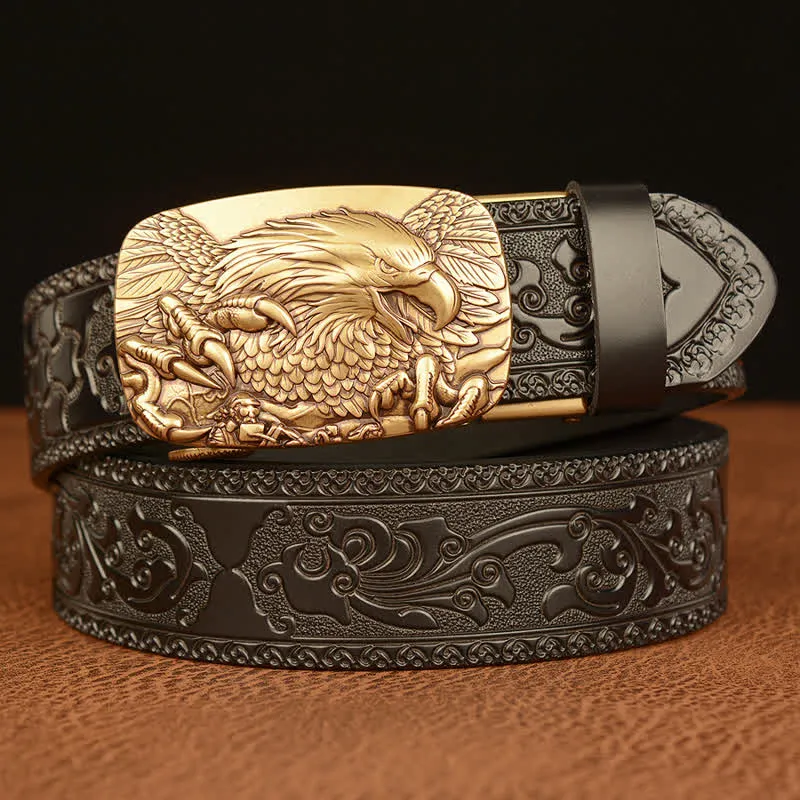 Men's Eagle Buckle Genuine Leather Embossing Belt