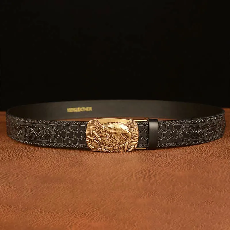 Men's Eagle Buckle Genuine Leather Embossing Belt