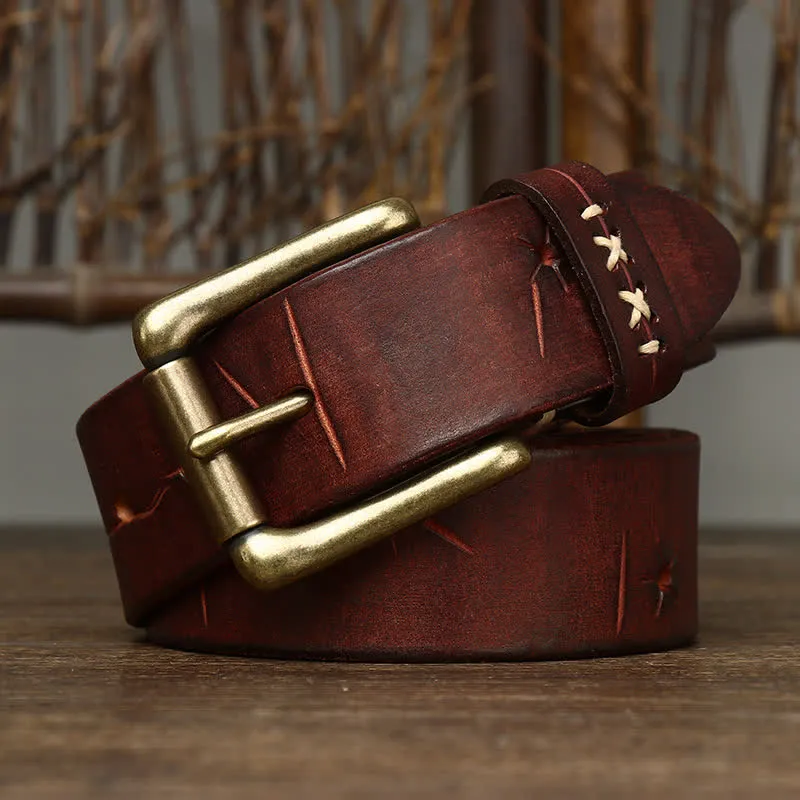 Men's Vintage Fancy Carving Leather Belt