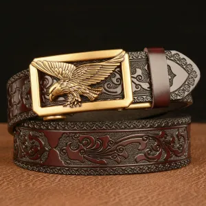 Men's Vintage Hollow Eagle Buckle Leather Belt