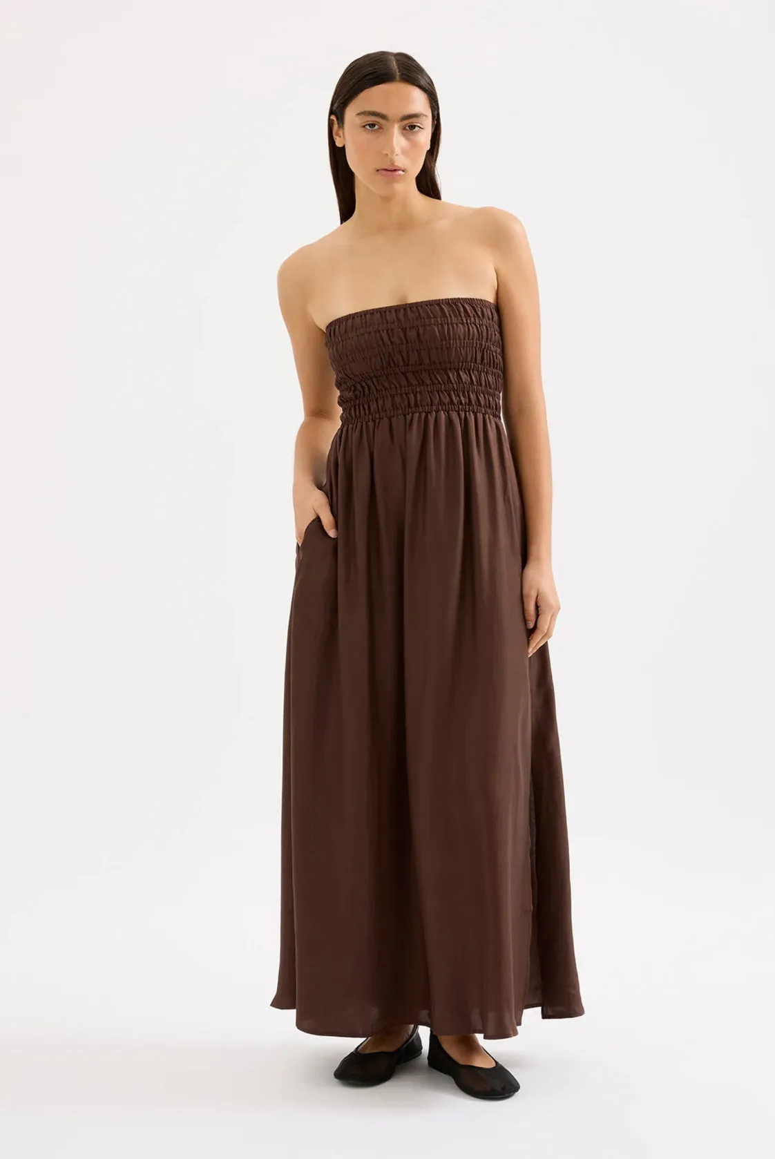 Nude Lucy Zuri Tencel Maxi Dress in Chocolate