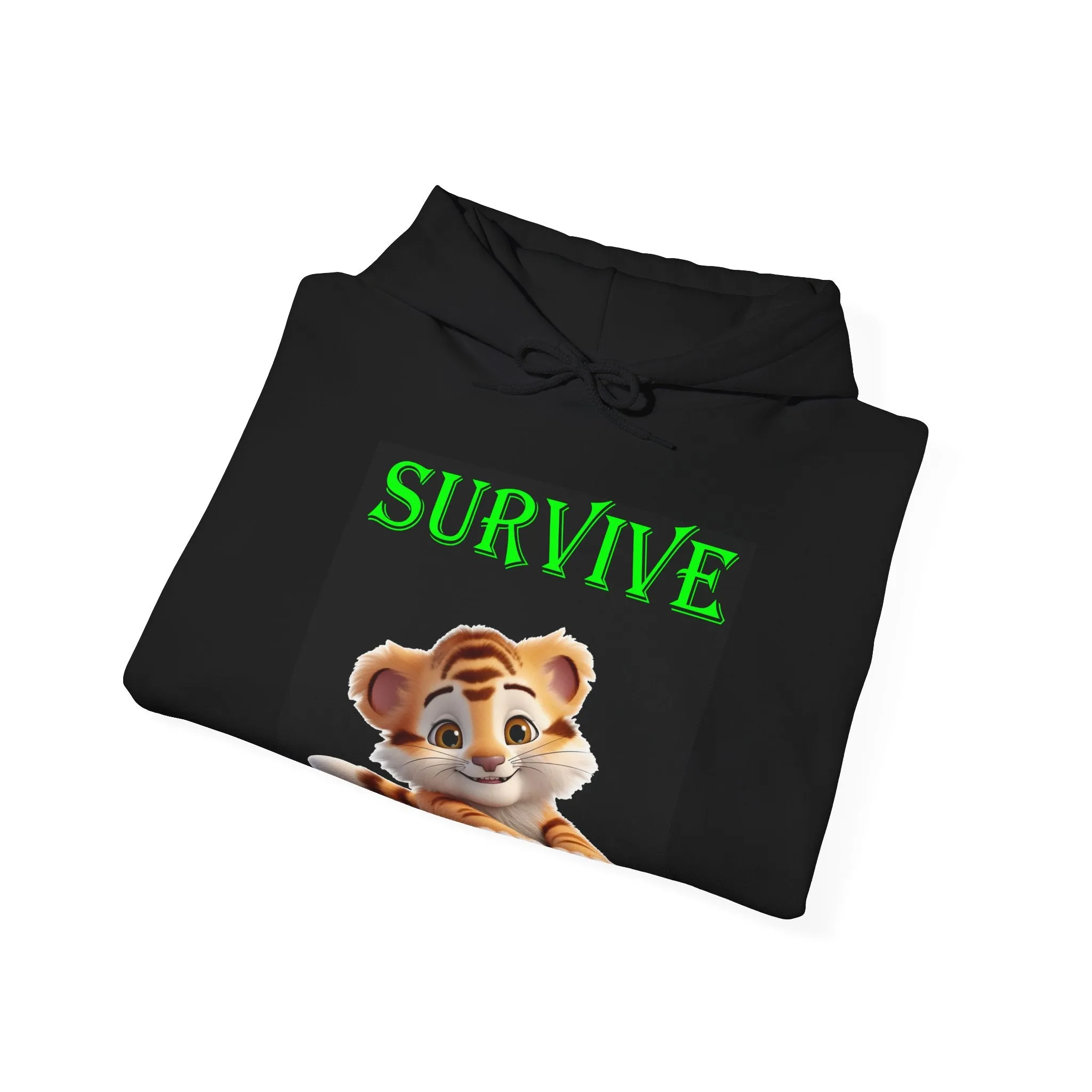 Princess Grace  Survive Tiger Unisex Heavy Blend Hoodie  Cute Animal Design for Nature Lovers