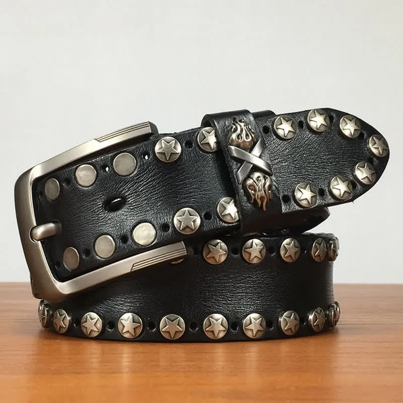 Punk Biker Rivet Studded Handmade Leather Belt