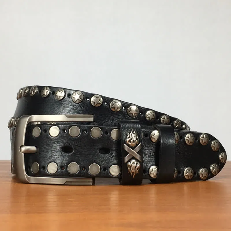 Punk Biker Rivet Studded Handmade Leather Belt