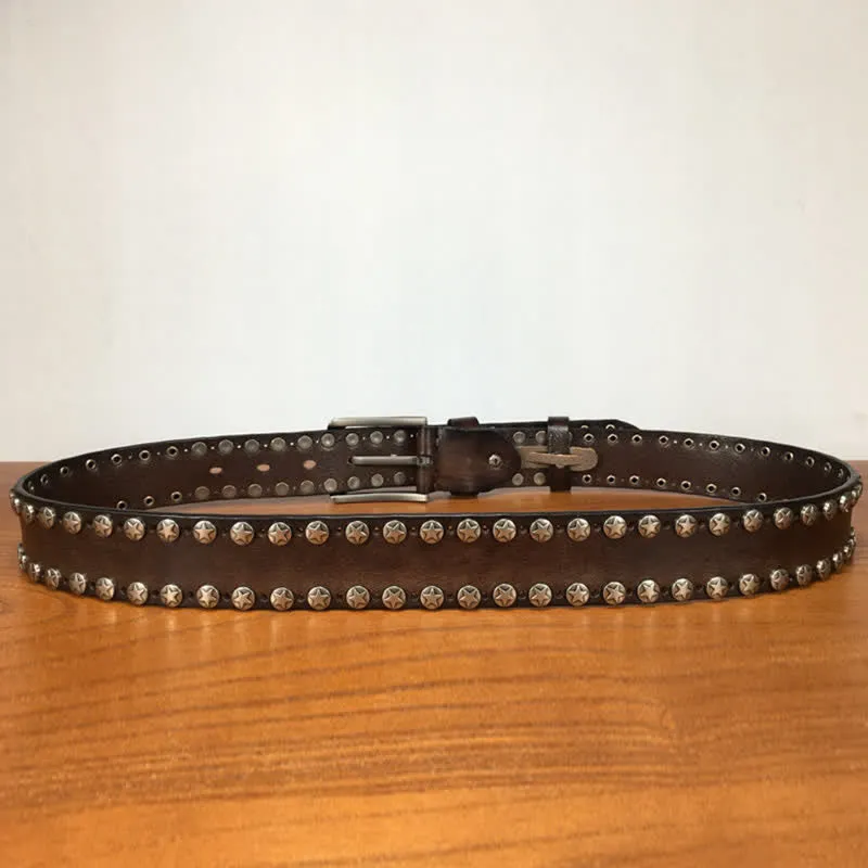 Punk Biker Rivet Studded Handmade Leather Belt