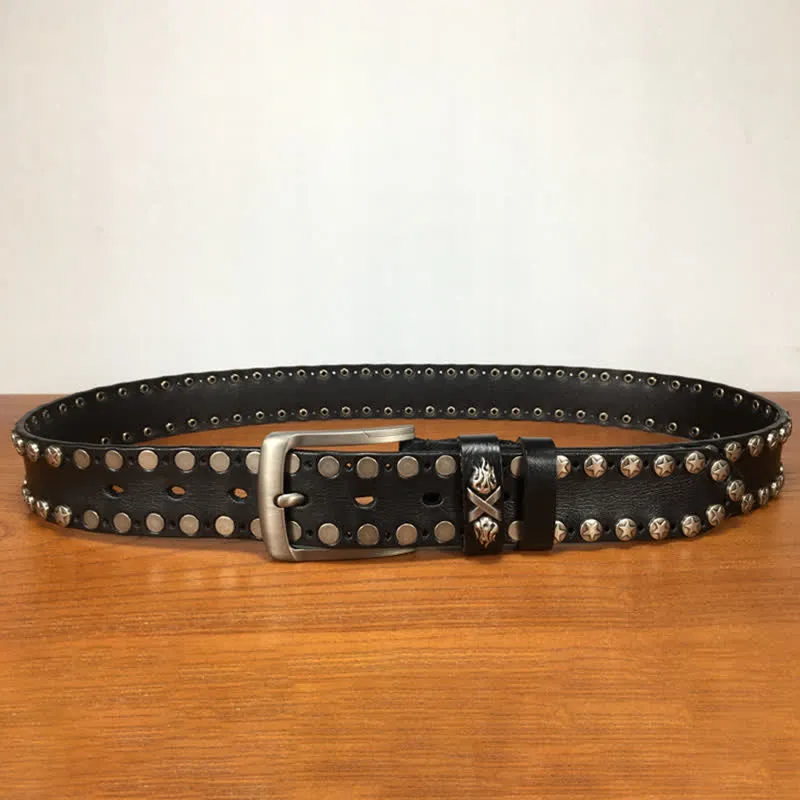 Punk Biker Rivet Studded Handmade Leather Belt