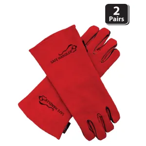 Red Deluxe Split Cowhide Leather Welding Gloves, Padding - Bison Life