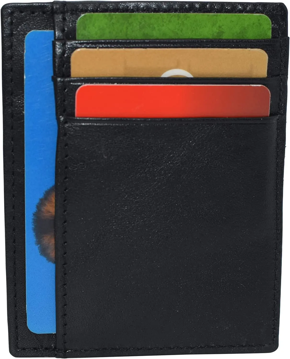 RFID510016 Swiss Marshall RFID Blocking Front Pocket Leather Slim Credit Card Case Holder Wallet