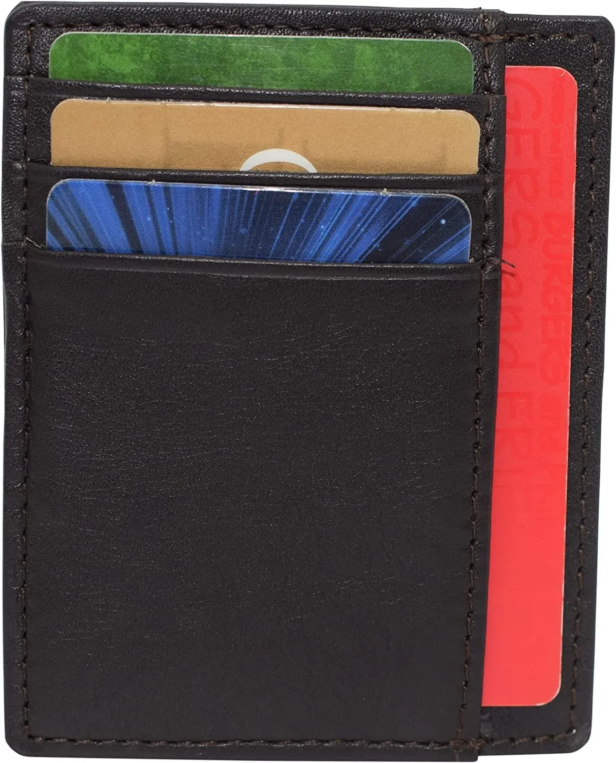 RFID510016 Swiss Marshall RFID Blocking Front Pocket Leather Slim Credit Card Case Holder Wallet