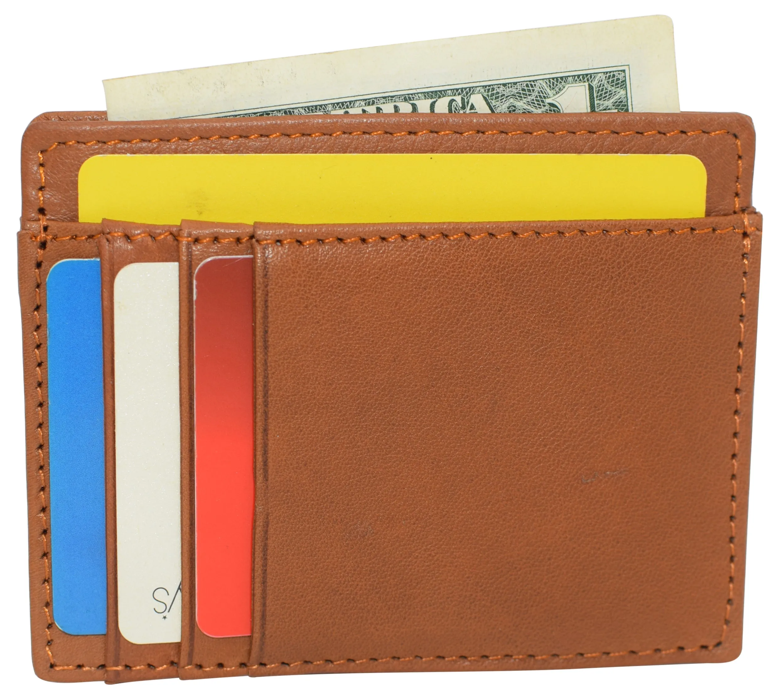 RFID510016 Swiss Marshall RFID Blocking Front Pocket Leather Slim Credit Card Case Holder Wallet