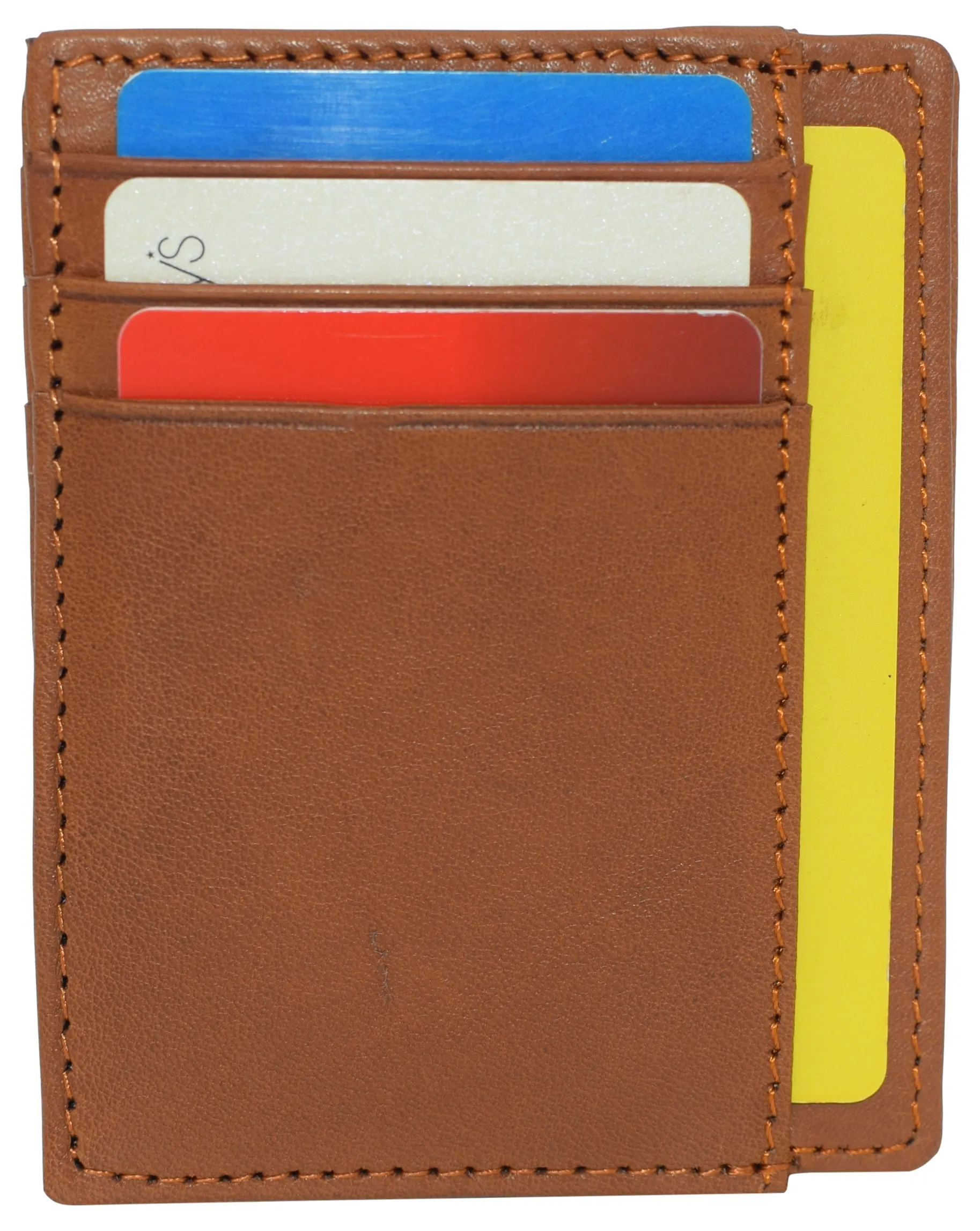 RFID510016 Swiss Marshall RFID Blocking Front Pocket Leather Slim Credit Card Case Holder Wallet