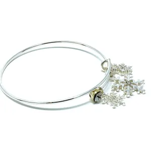 Silver Snowflake Bangle Christmas Bracelet