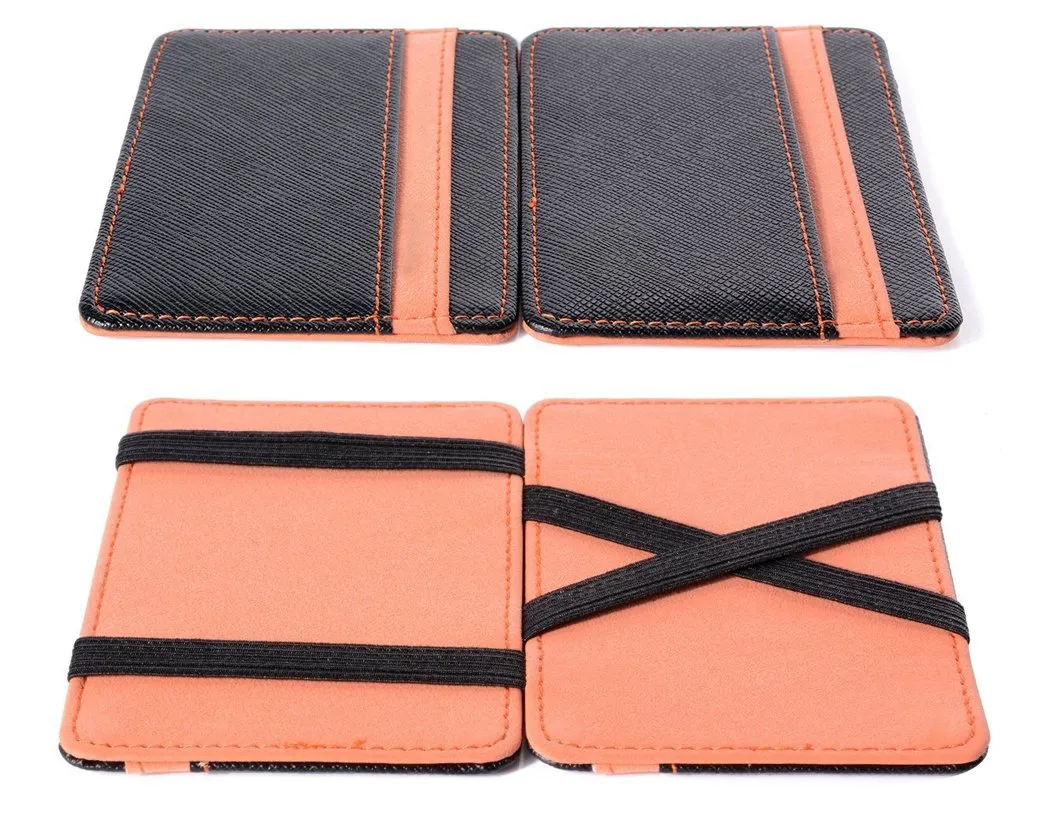 Single Line PU Leather Wallet with 4 Card Slots - Orange