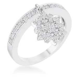 Snowflake CZ Holiday Charm Silver Ring