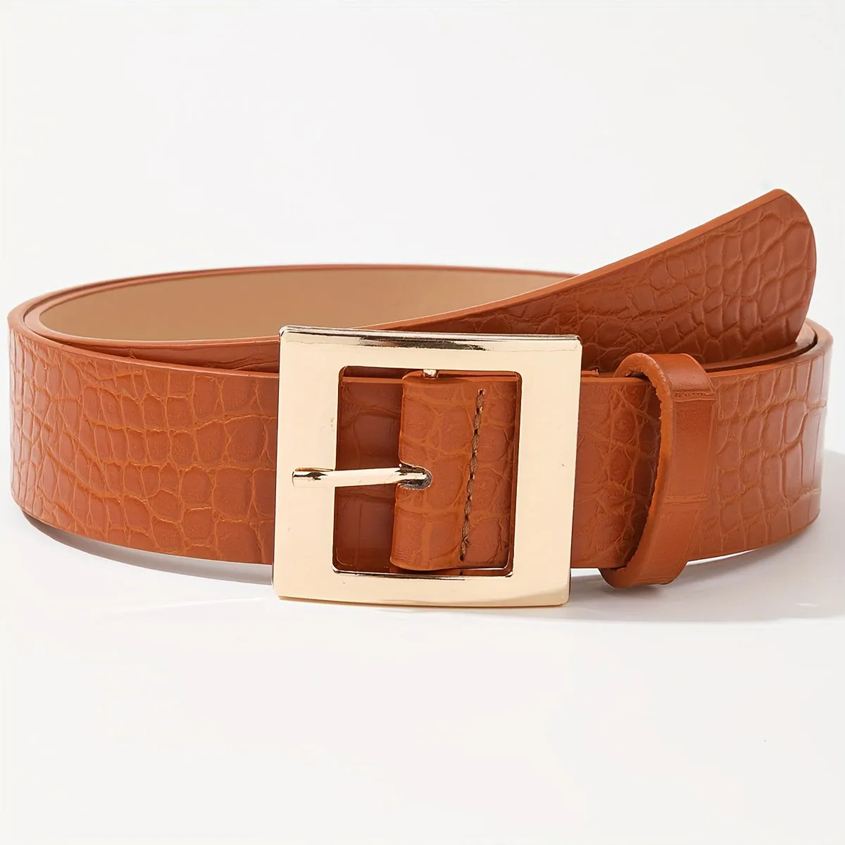 Stylish Embossed PU Belt for Womens Jeans and Coats