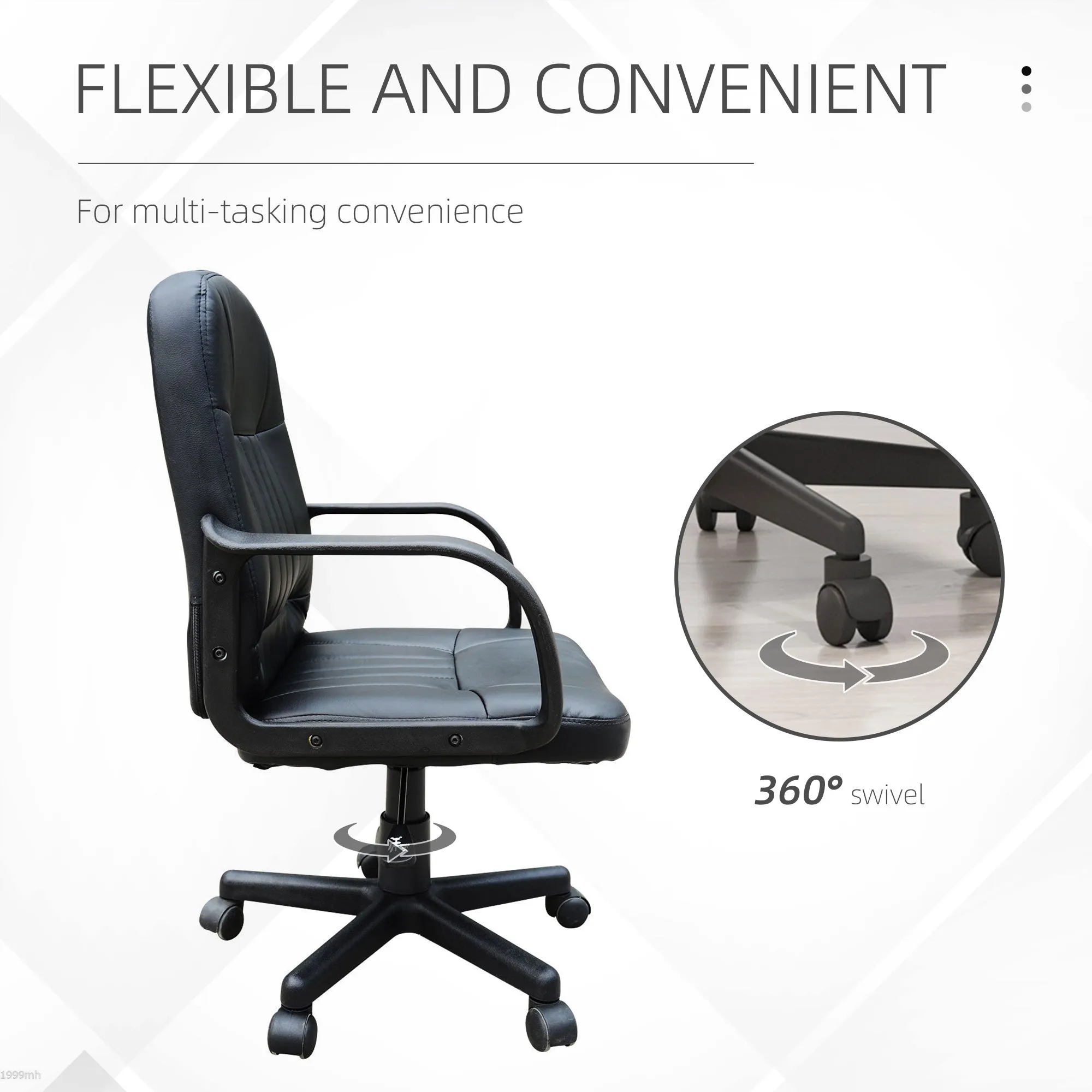 Swivel Executive Office Chair PU Leather Computer Desk Chair Office Furniture Gaming Seater - Black