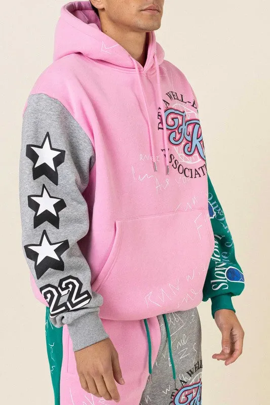 TEEK - Pink Color Block Hoodie