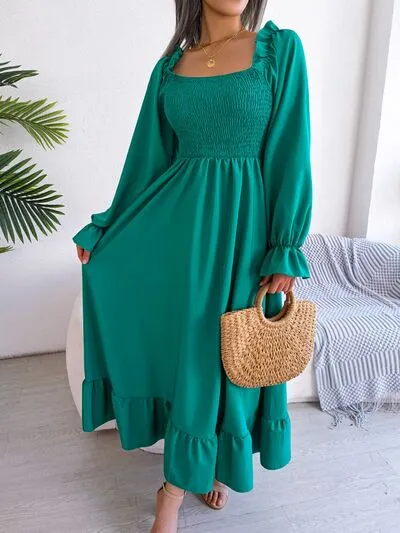 TEEK - Smocked Soft Flounce Sleeve Dress