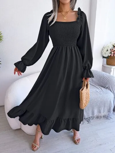 TEEK - Smocked Soft Flounce Sleeve Dress