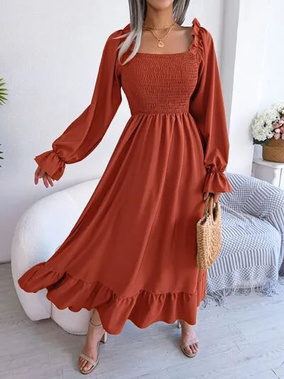 TEEK - Smocked Soft Flounce Sleeve Dress