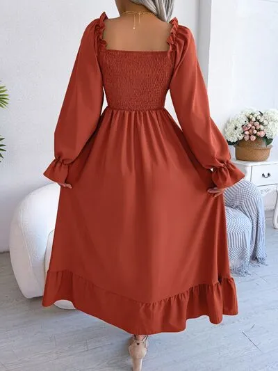 TEEK - Smocked Soft Flounce Sleeve Dress