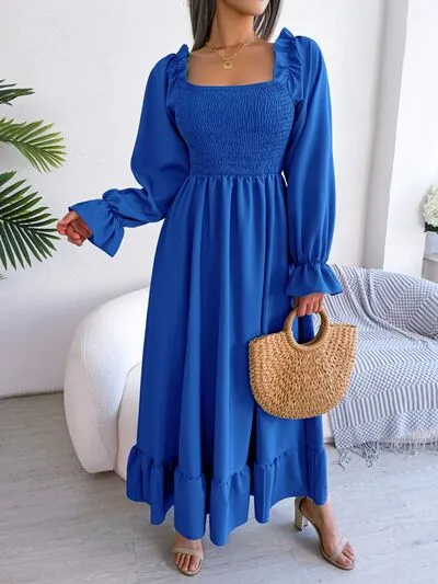 TEEK - Smocked Soft Flounce Sleeve Dress