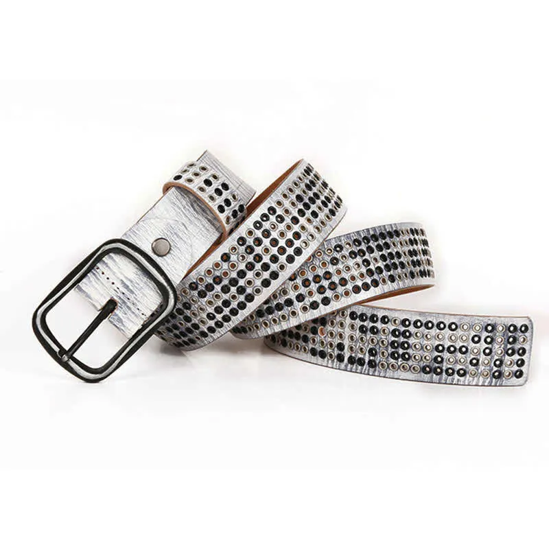 Unisex Studded Heavy Metal Cowboy Punk Leather Belt