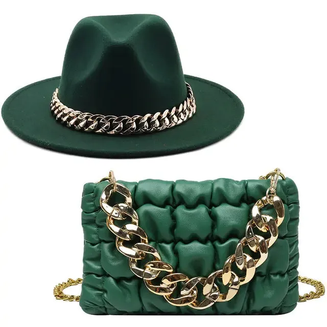 Women's Gold Chain Fedora Hat